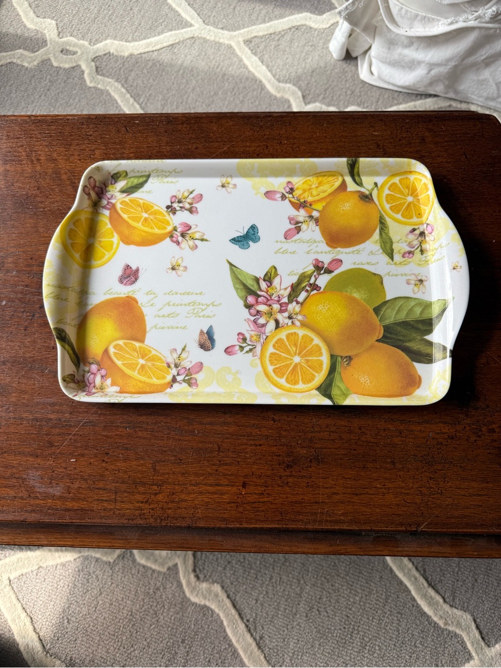 Home Essentials Lemon Citrus Decorative Vanity Tray - White/Yellow/Green